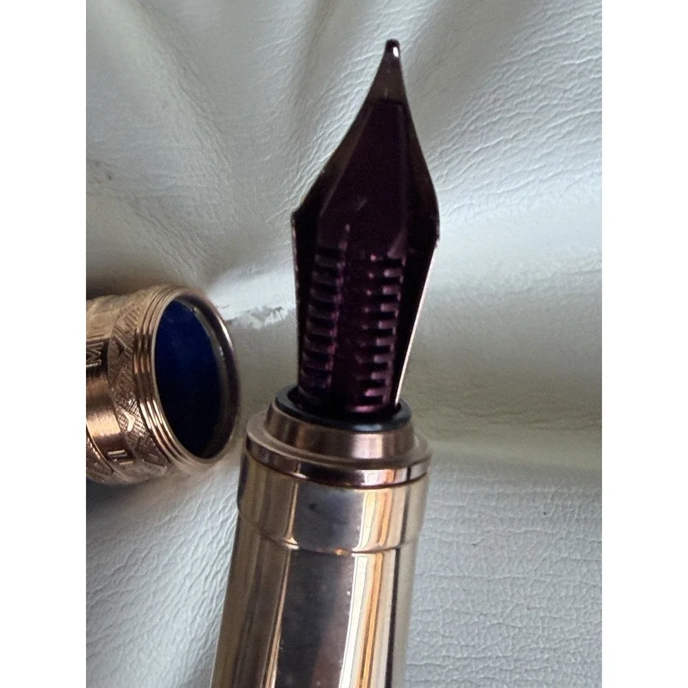 Visconti Firenze Blue Fountain Pen Rose Gold Trim‎ Medium Nib w/ Box & Ink